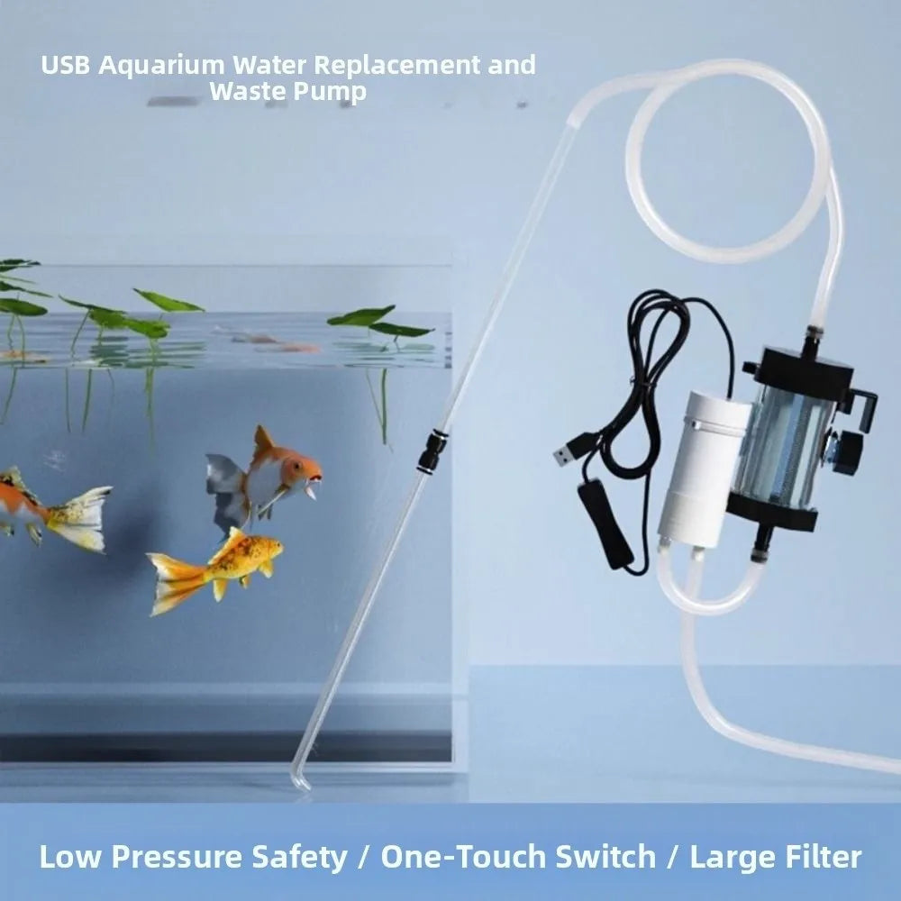 USB Aquarium Water Changer 280GPH – Vacuum Gravel Cleaner