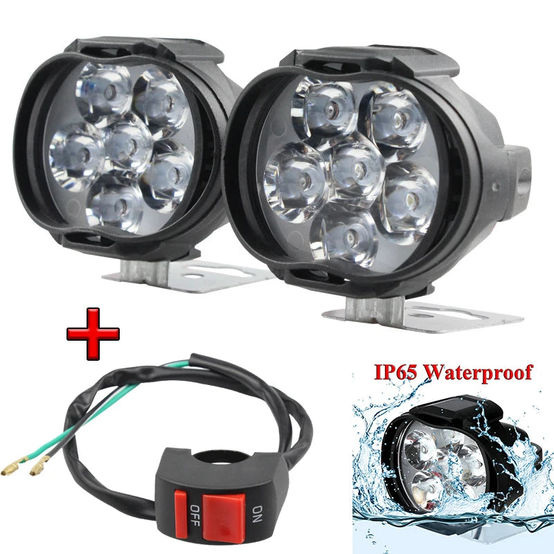 6 LED Motorcycle Spotlight Headlight – 1500LM IP65 Waterproof