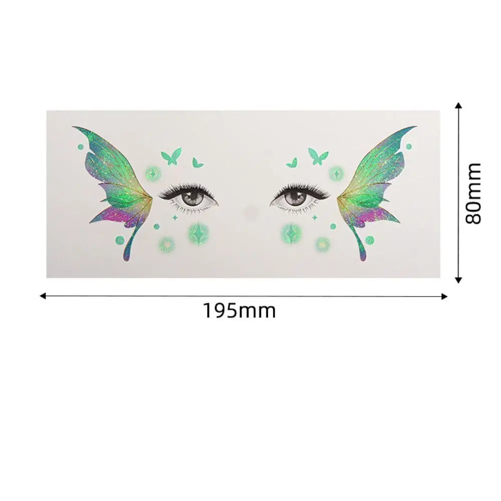5-Pack Butterfly Face Glitter Temporary Tattoo Stickers