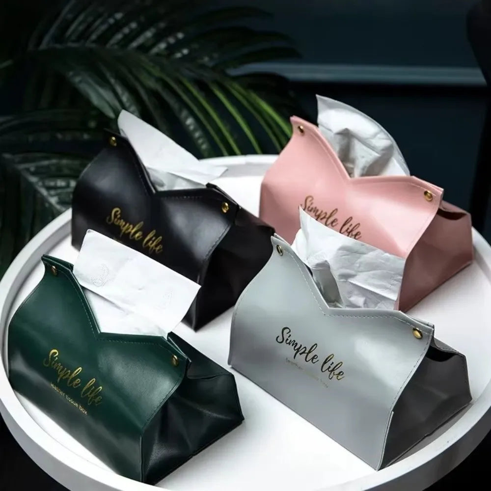 Modern PU Leather Tissue Box Cover | Home & Car Napkin Holder
