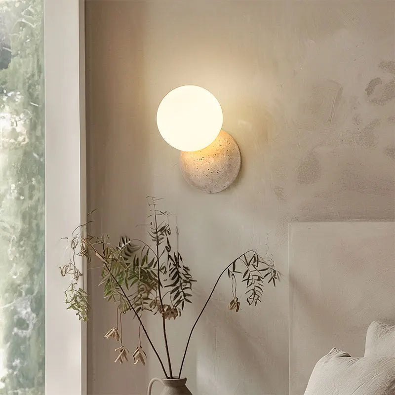 Retro LED Wall Lamp – Natural Yellow Travertine Stone Light