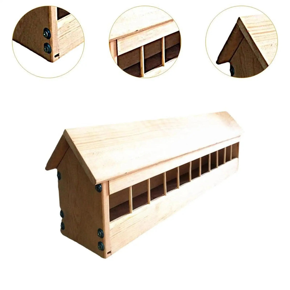 Wooden Pigeon & Chicken Feeder Trough – Low-Waste Bird Bowl