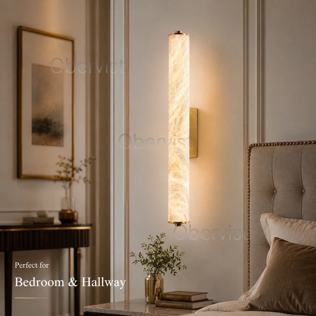 Snowflake Marble LED Wall Sconce | Copper Accent Light