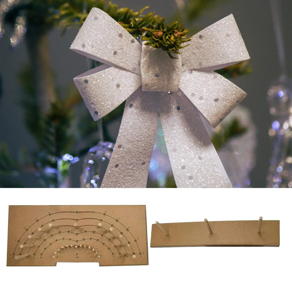 Wooden Bow Maker Tool – DIY Ribbon Bows with Holder & 24 Sticks