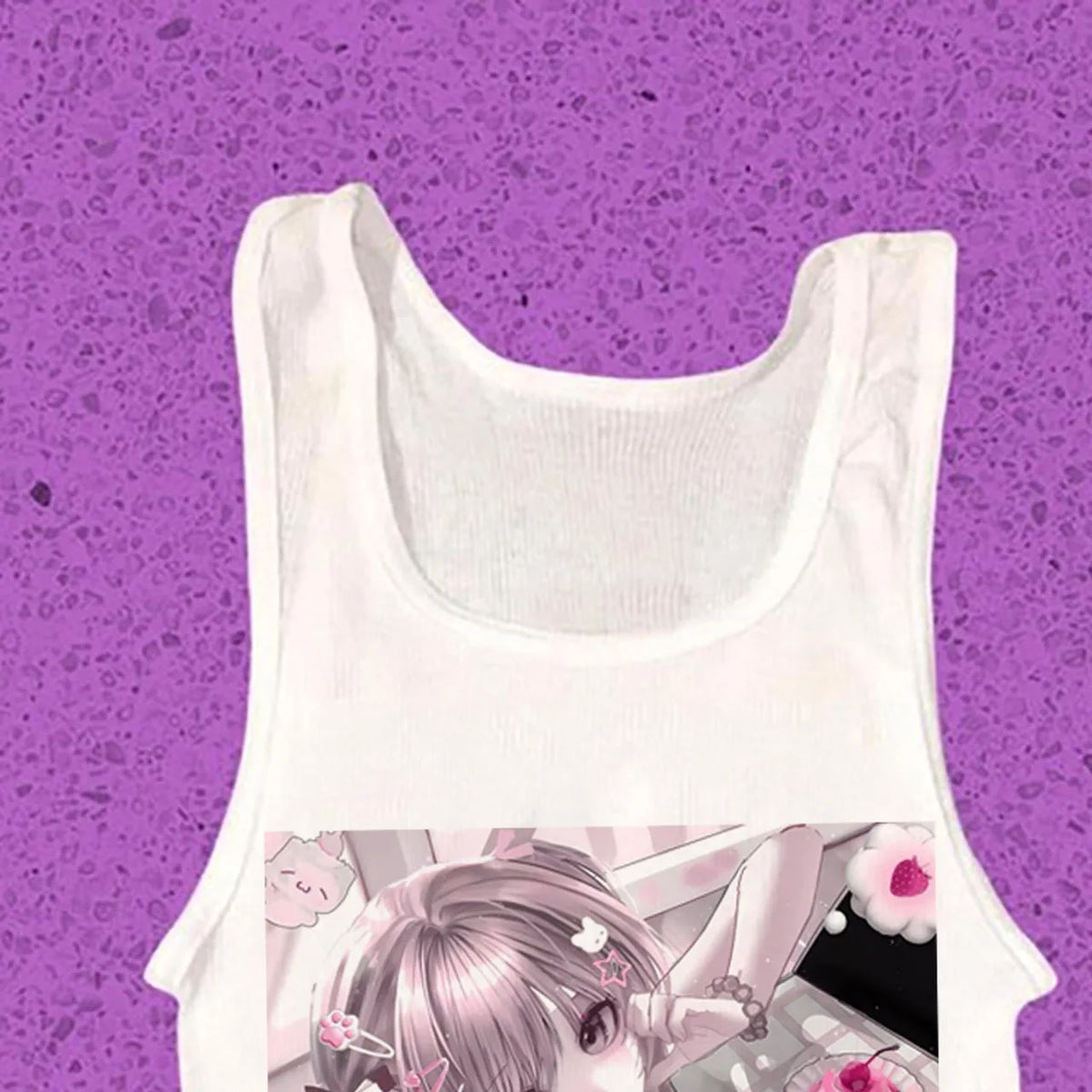 Y2K Harajuku Kawaii Cat Ear Anime Women's Slim Fitted Tee