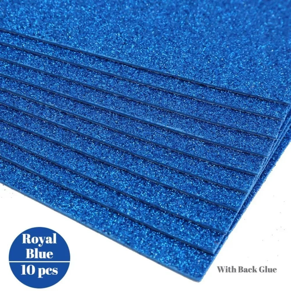 Self-Adhesive Glitter EVA Foam Paper A4 – 10-Pack Craft Sheets