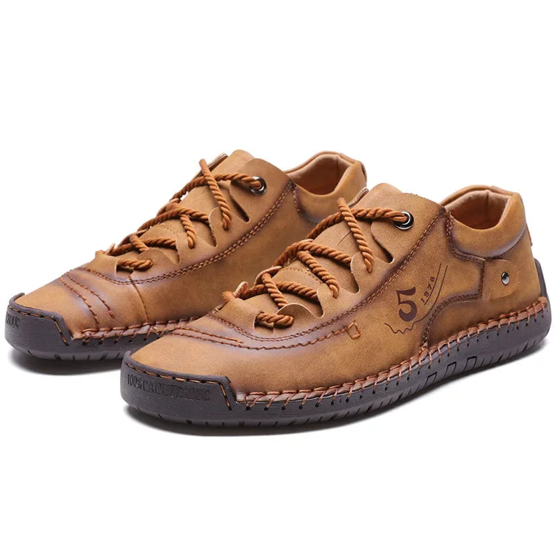 Men's Handmade PU Leather Loafers – Soft Sole Casual Shoes