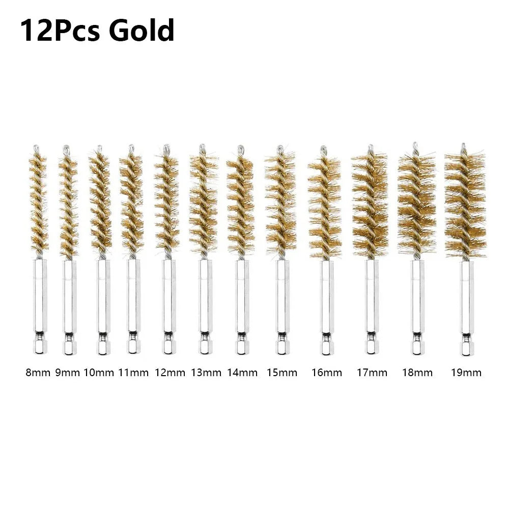 Stainless Steel Bore Brush Set 8–25mm | 6–14 Pcs with Hex Handle