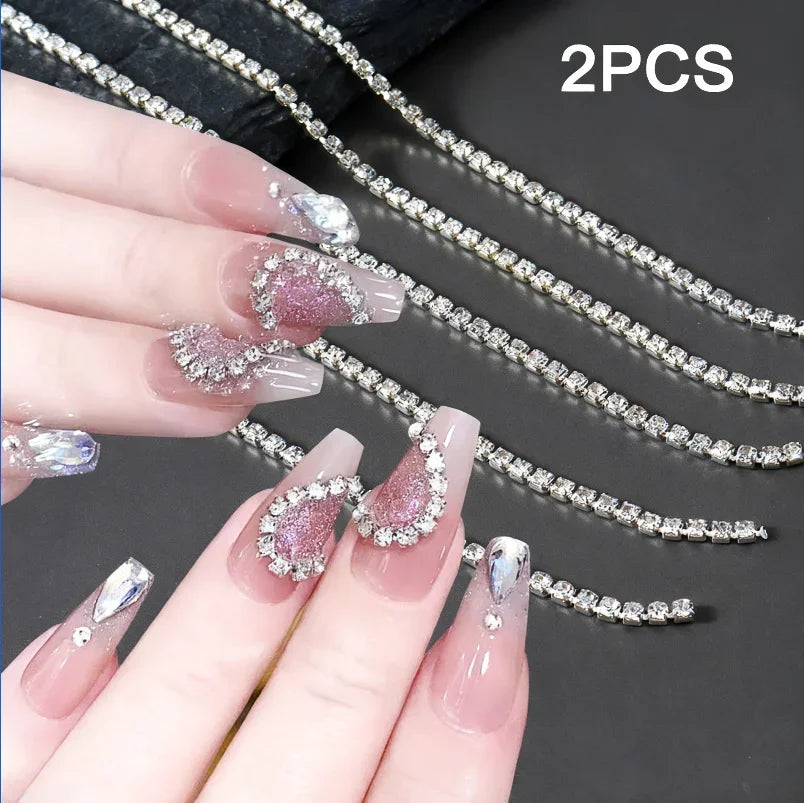 Sparkling Silver Chain Nail Art Decoration – DIY Rhinestone
