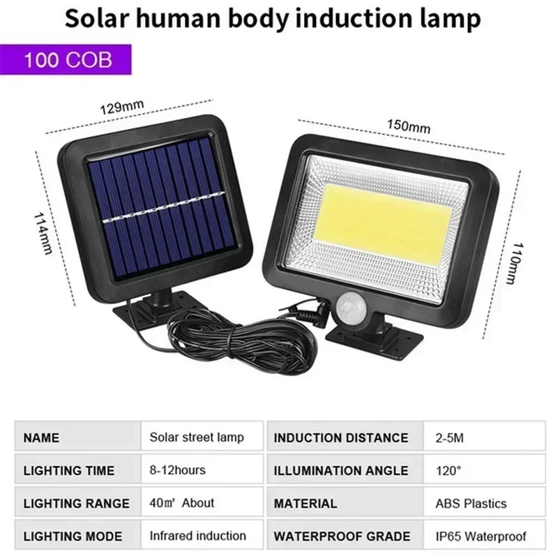 Solar Split Wall Light – PIR Motion Sensor IP65 COB LED Outdoor