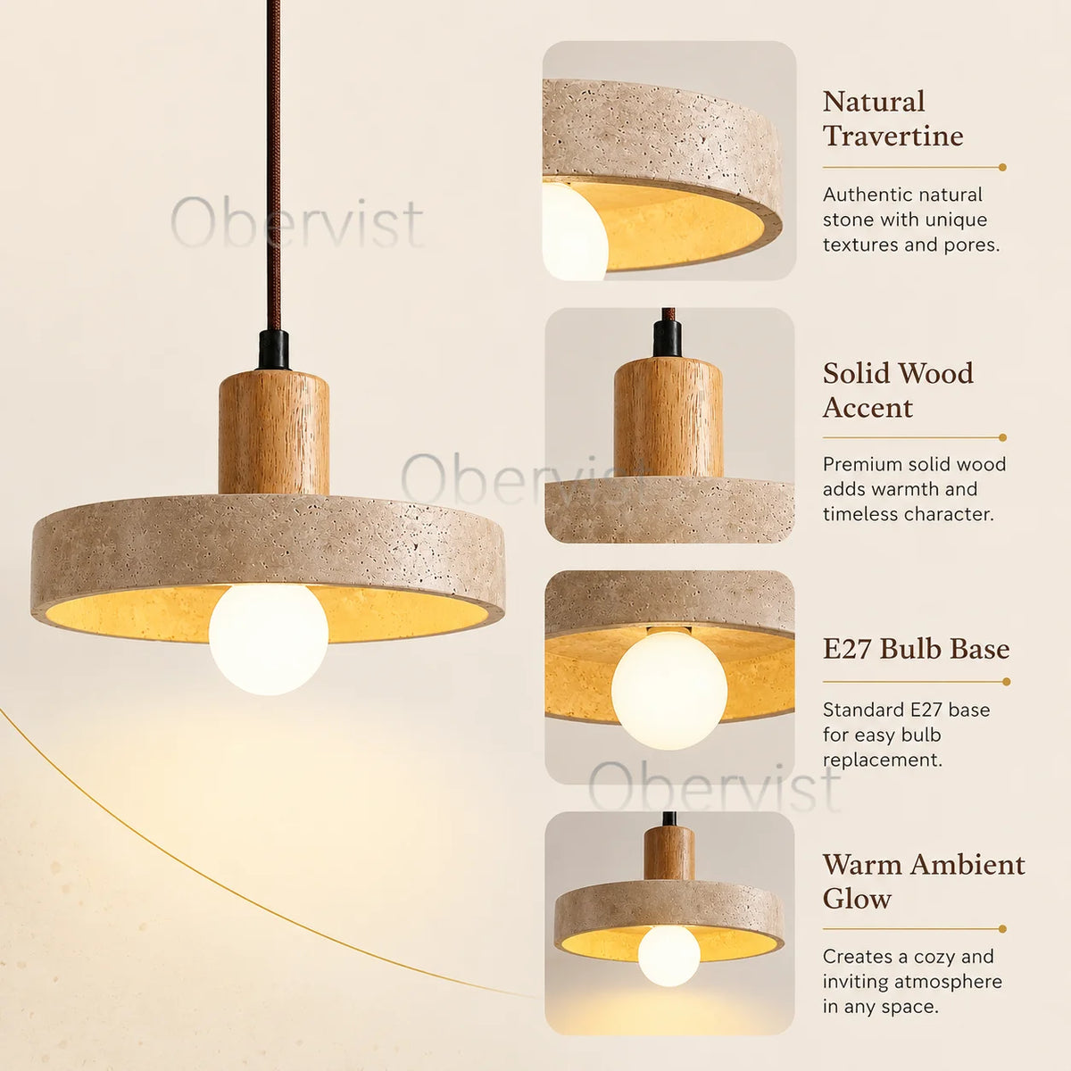 Wabi Sabi Natural Stone Pendant Light E27 – Dining & Kitchen