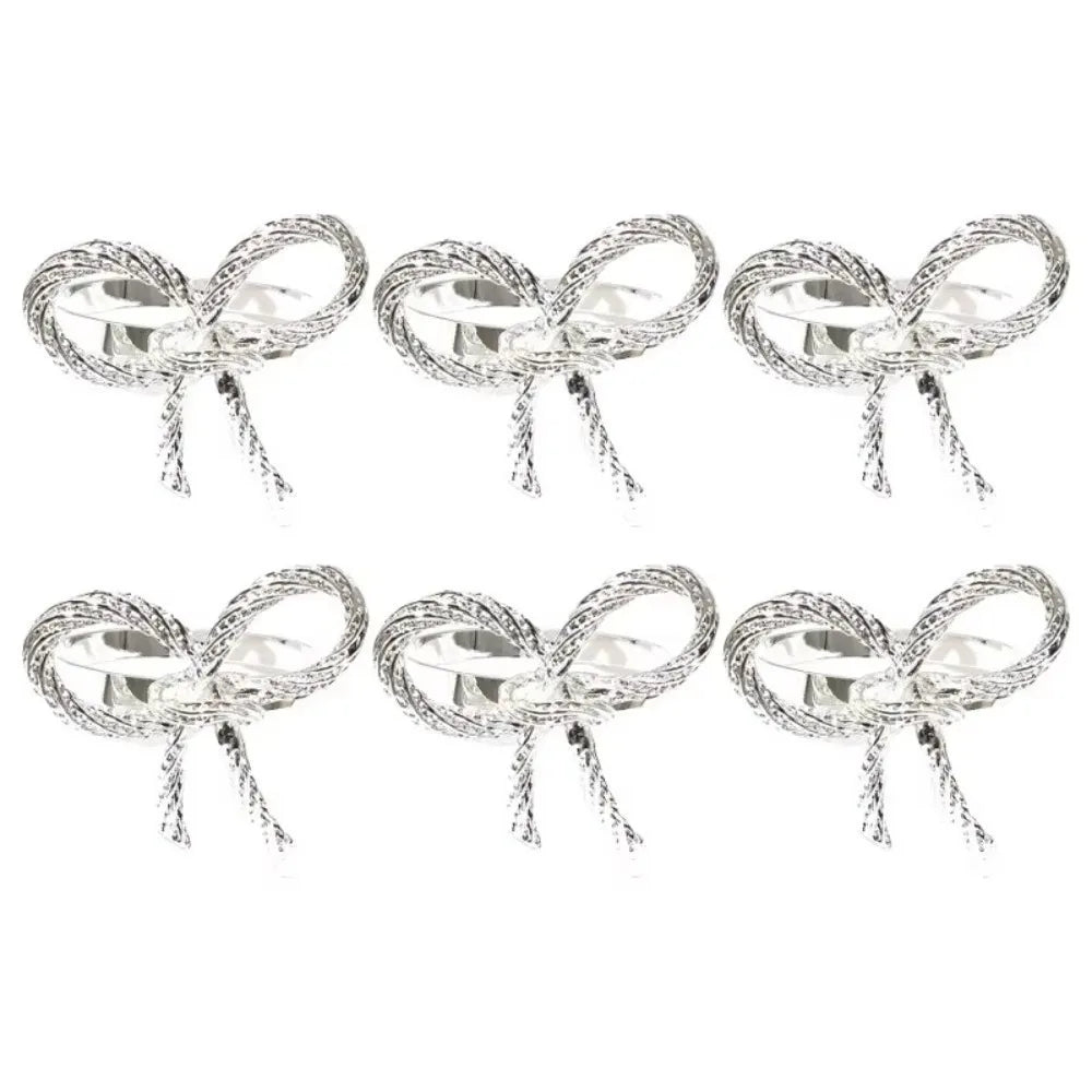 Elegant Bow Metal Napkin Rings – Gold, Silver & Rose Gold Set