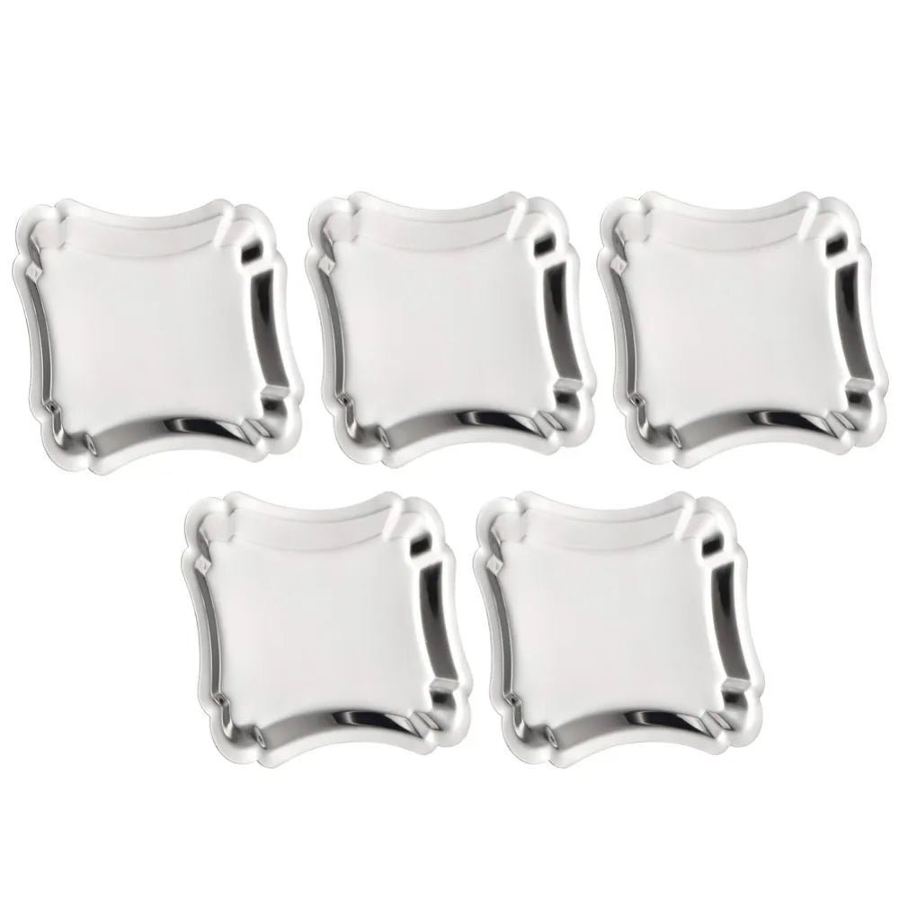 5-Pack Stainless Steel Serving Trays | Multi-Size Snack Plates
