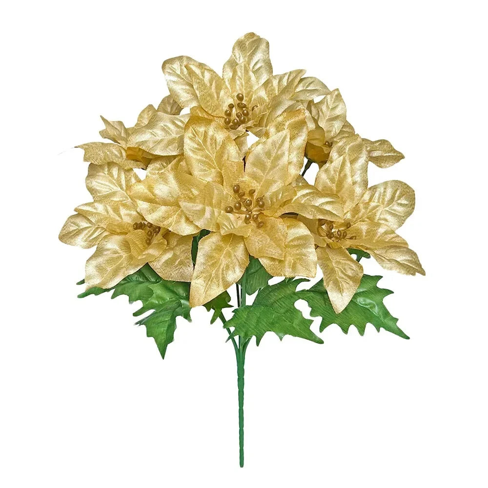Gold & Red Artificial Christmas Flower Bouquet | DIY Xmas Decor