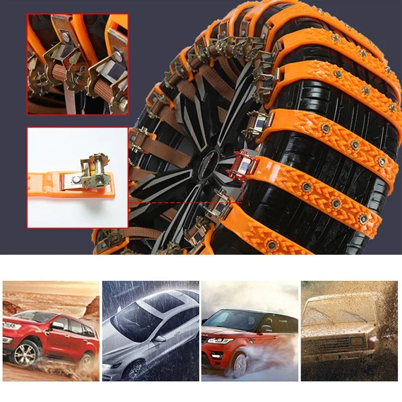 Universal Snow Tire Chains – TPU Anti-Slip Straps for Cars