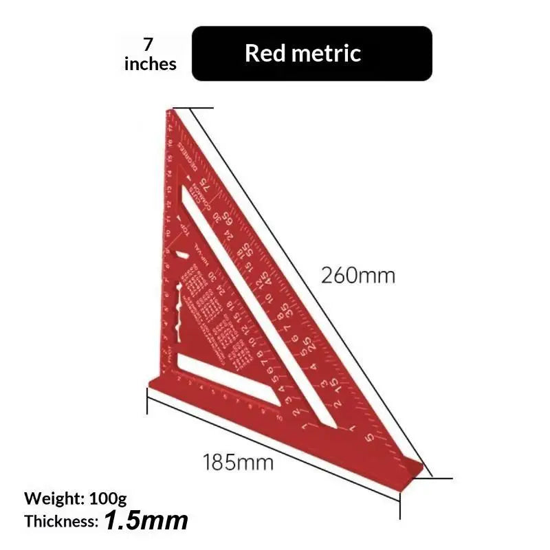 Aluminum Alloy Triangle Ruler – 4-in-1 Precision Woodworking Gauge