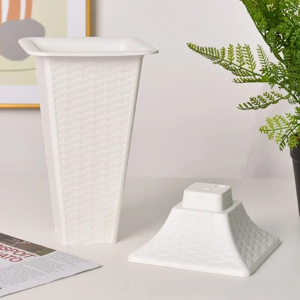 Nordic Minimalist White Plastic Flower Vase | Desktop Decor