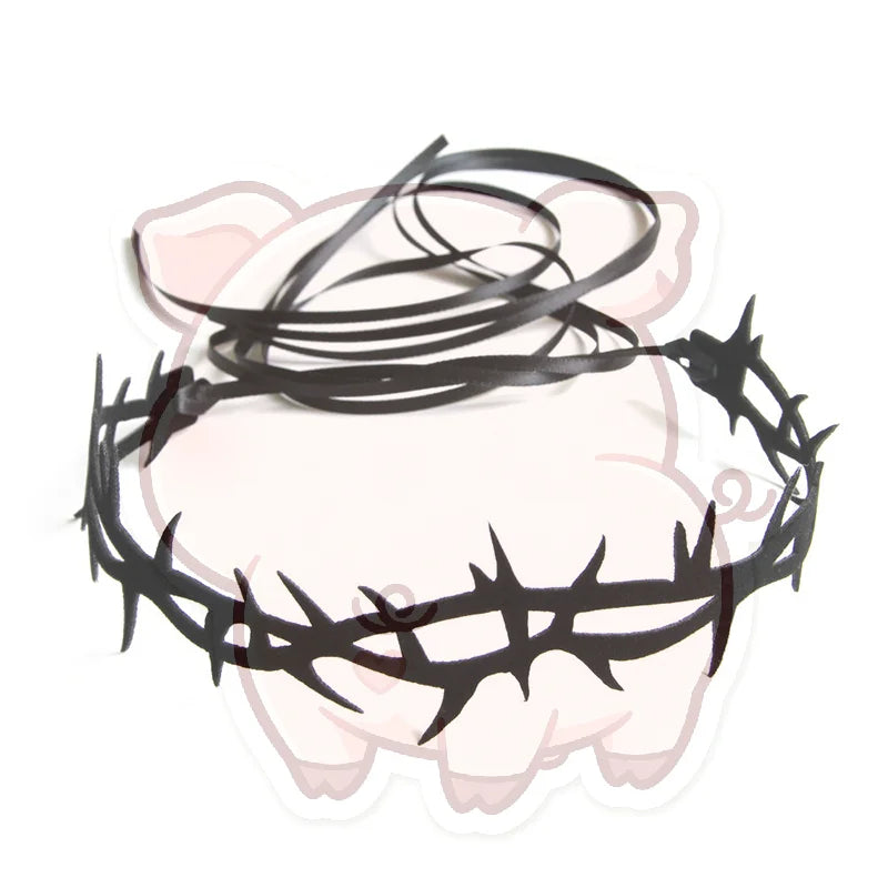 Gothic Thorns Velvet Choker Necklace – Vintage Clavicle Chain