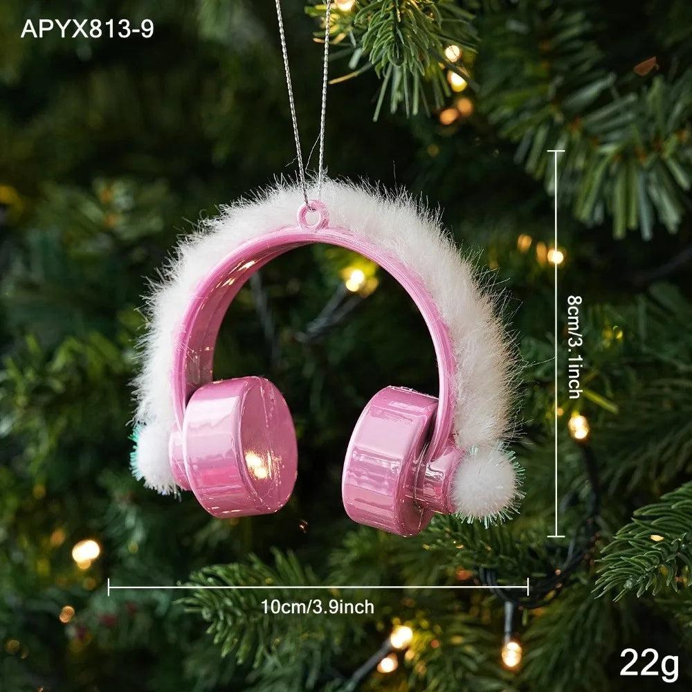 Pink Glitter Christmas Ornaments – Assorted Shapes | Hanging