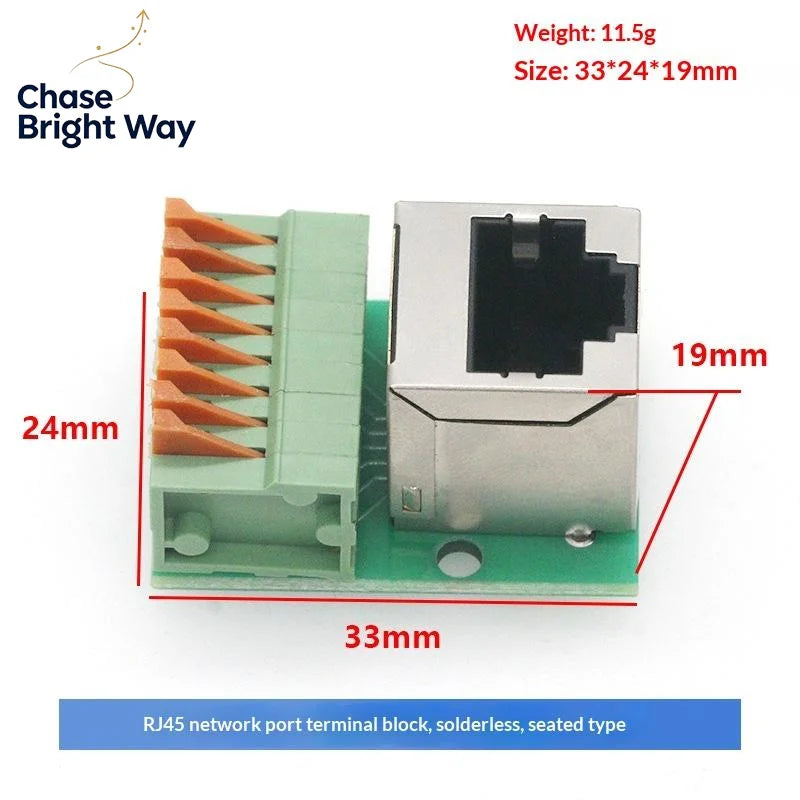 RJ45 Adapter Board Solder-Free Terminal Block | DIN Rail Mount