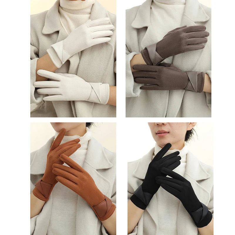 Women's Suede Touchscreen Winter Gloves – Warm Driving Gloves
