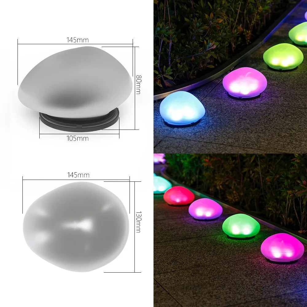 Solar Pebble Garden Lights – Waterproof Fake Rock Pathway Lamp