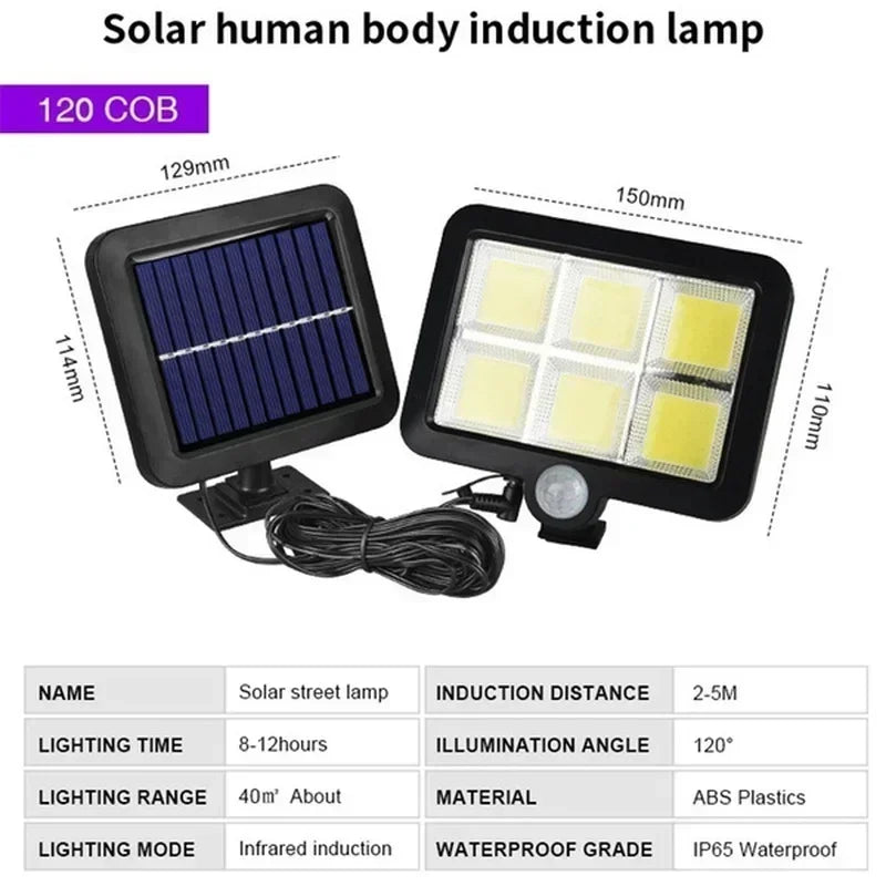 Solar Split Wall Light – PIR Motion Sensor IP65 COB LED Outdoor