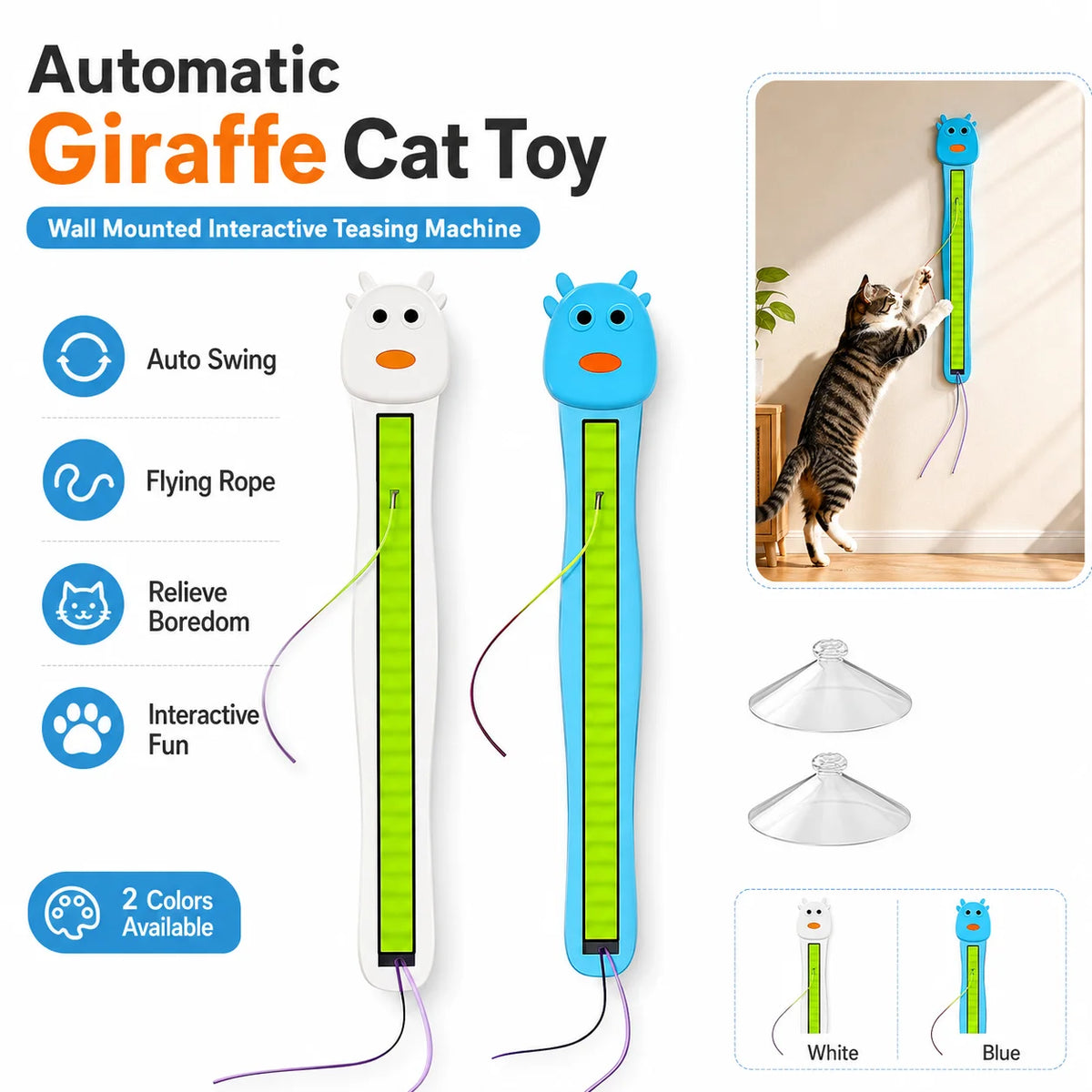 Wall-Mounted Auto Swing Cat Teaser Toy | USB Interactive
