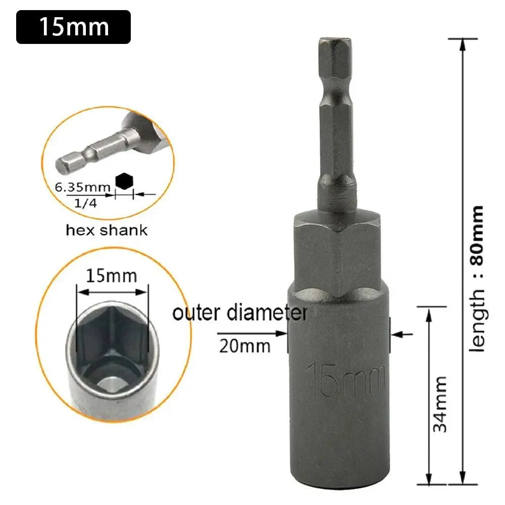 Magnetic Hex Nut Driver Drill Bit Adapter 1/4" – 5.5–19mm