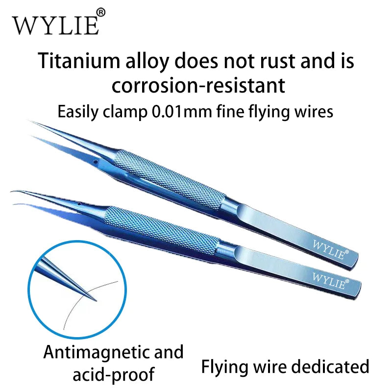 WYLIE Titanium Tweezers – Anti-Magnetic Sharp Tip Phone Repair