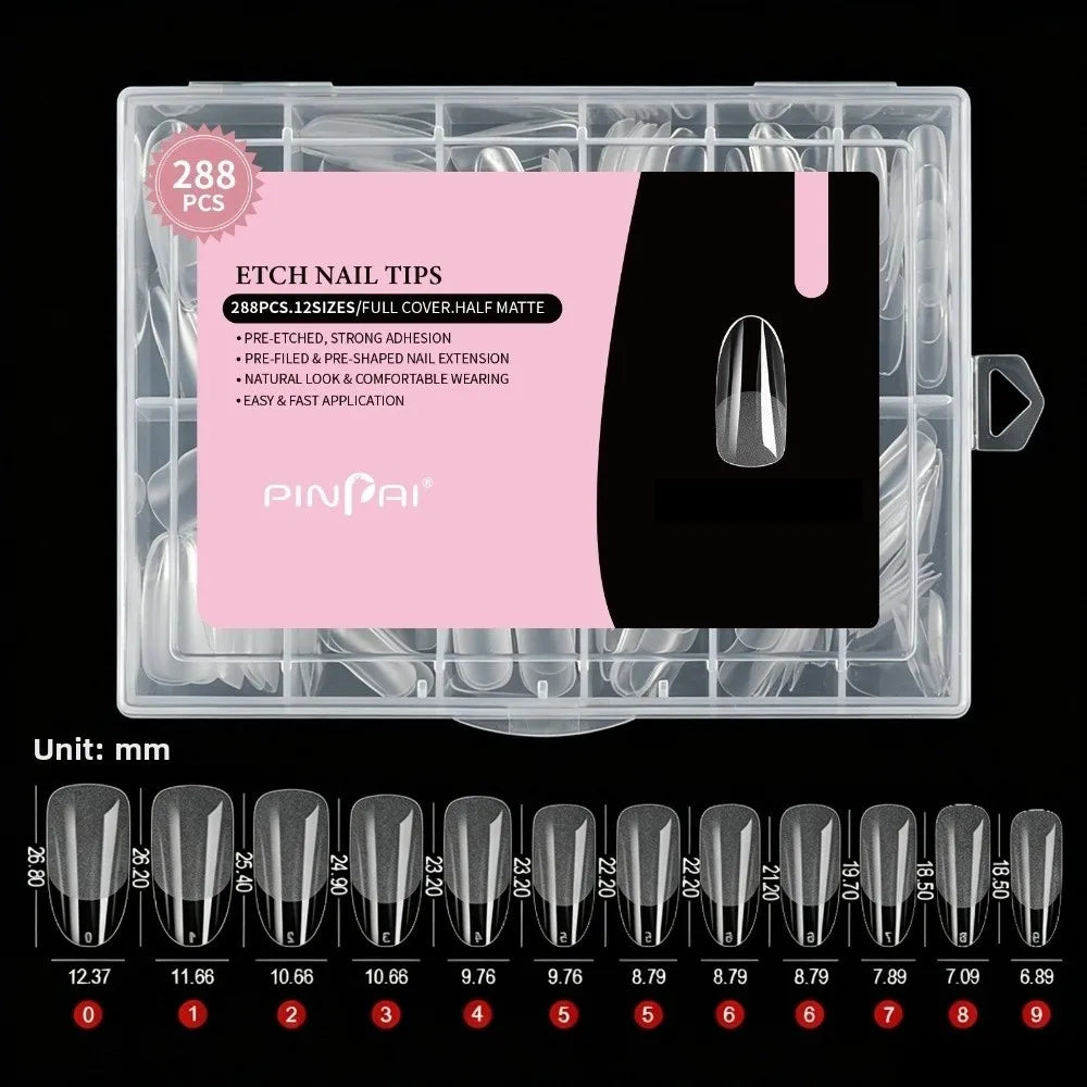 288pcs Ultra-Thin Soft Gel Nail Tips – Full Cover Extension Set