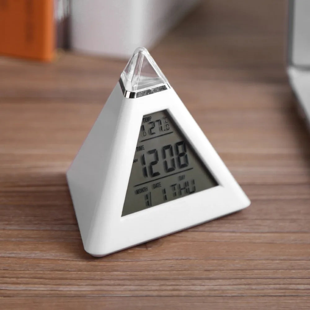 Pyramid LED Digital Alarm Clock – Color Changing Night Light