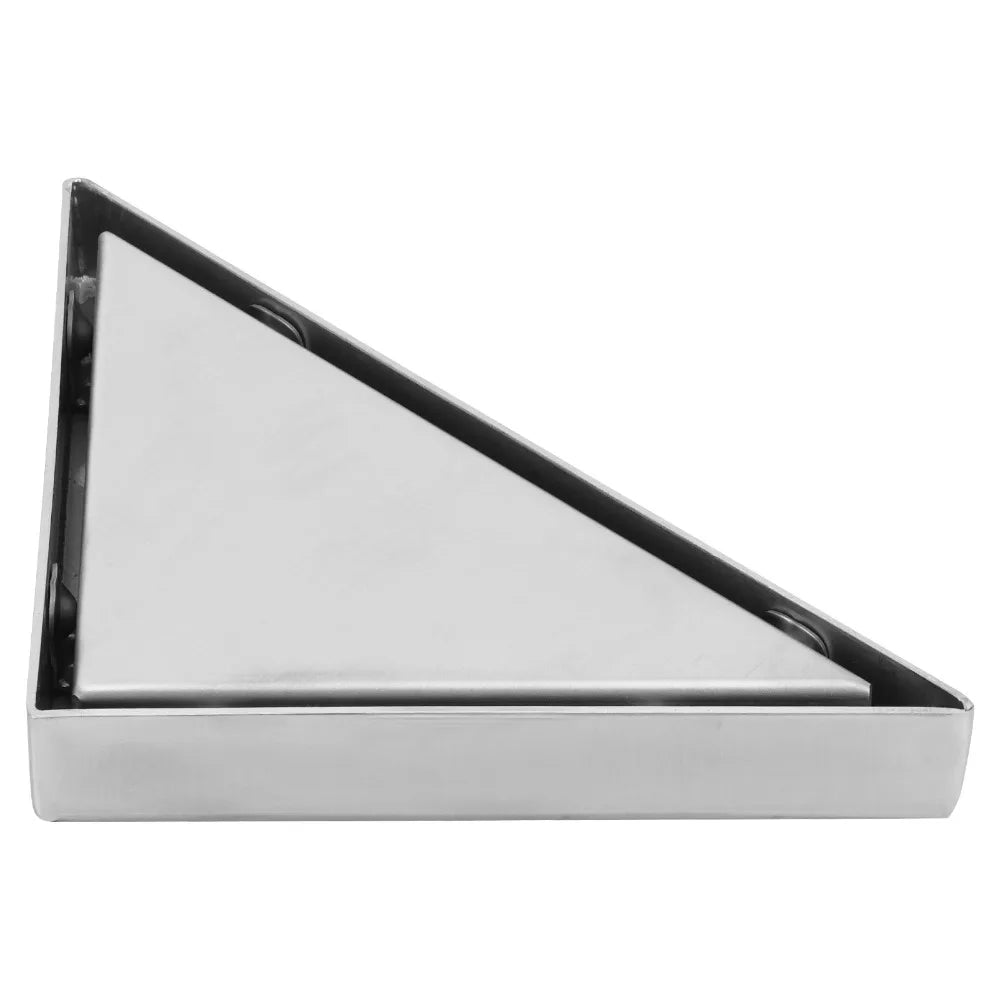 Triangular Corner Floor Drain – Deep Water Seal, Brushed Steel