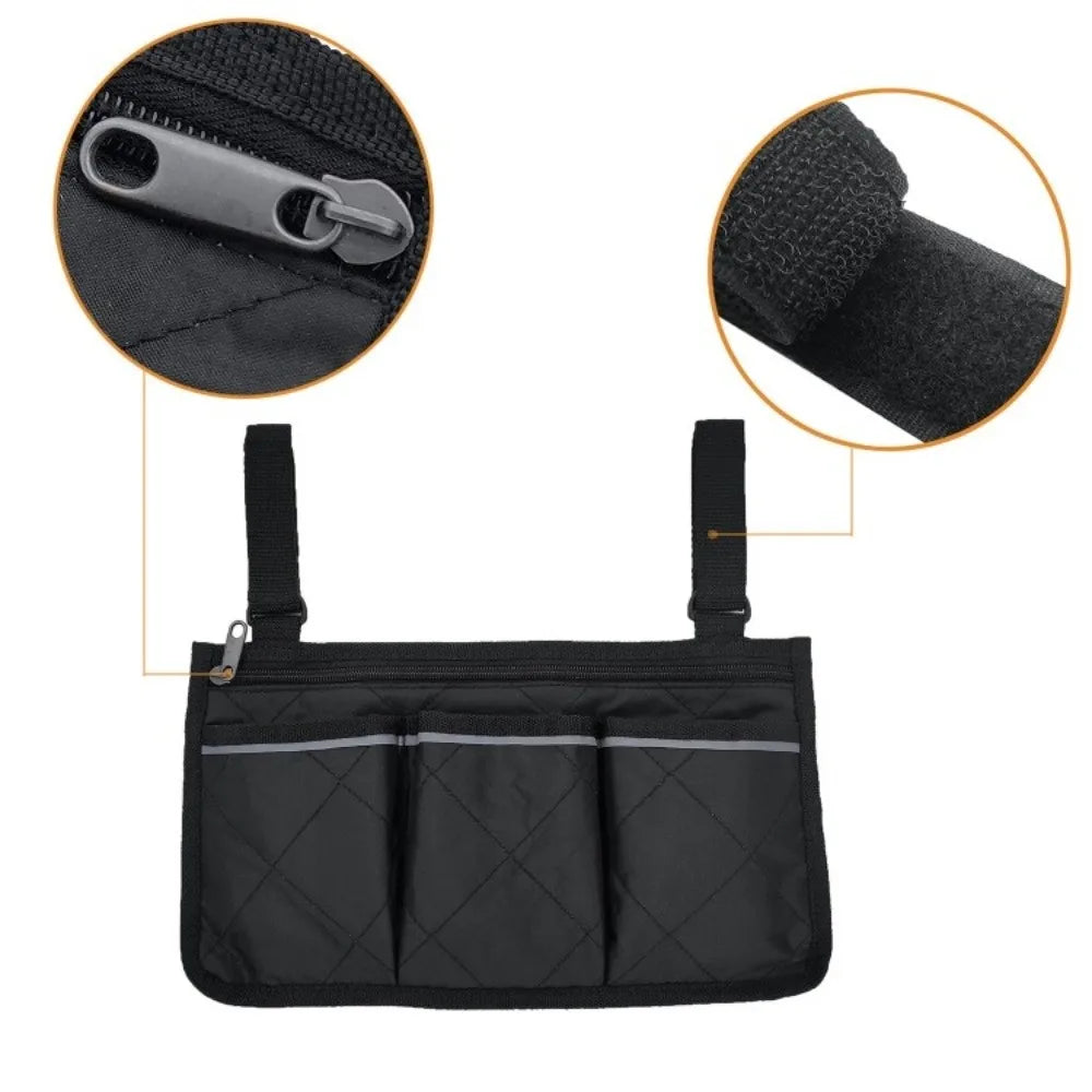 Wheelchair Armrest Hanging Bag – Multi-Pocket Waterproof