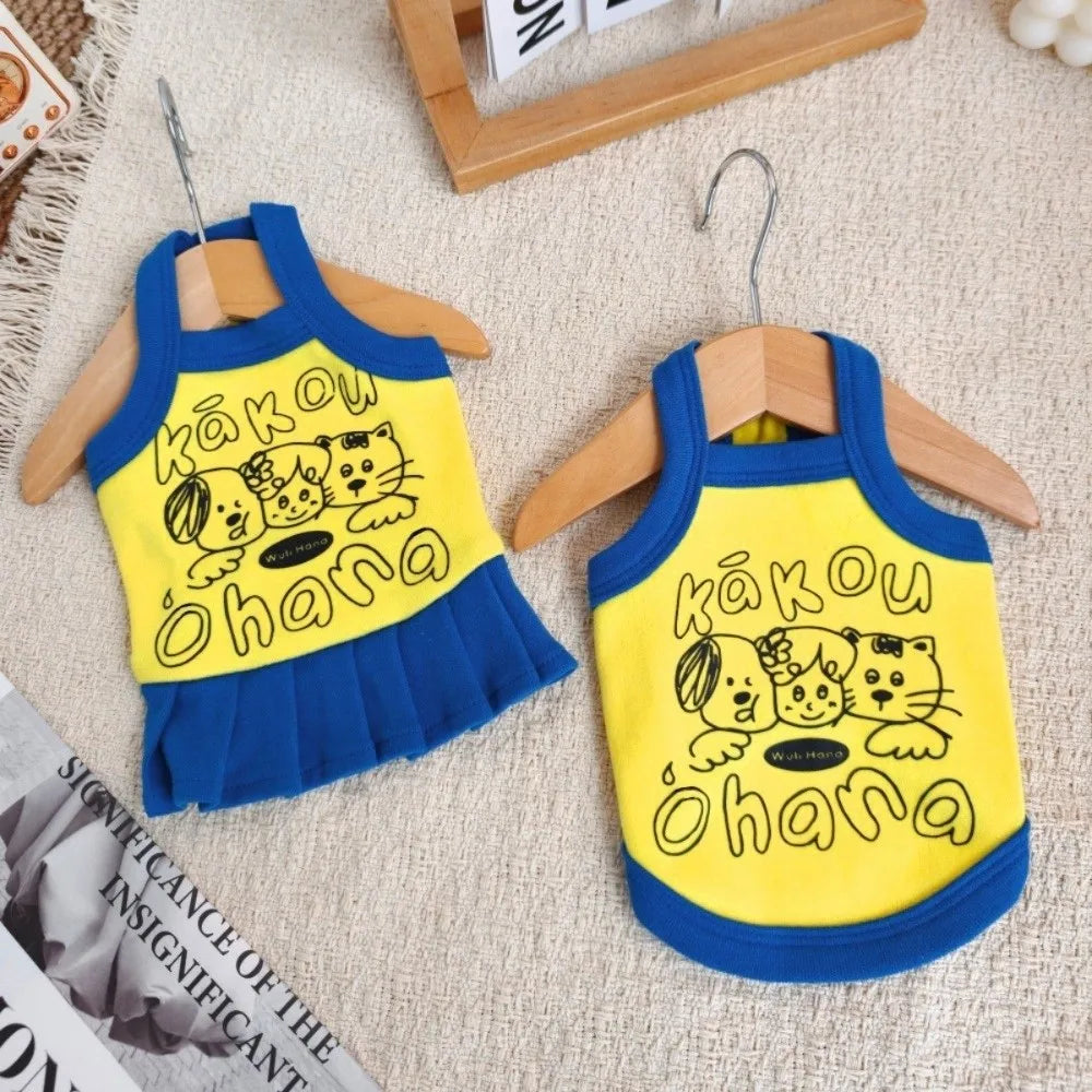 Cartoon Small Dog Vest – Color-Block Summer Pet Top S/M/L