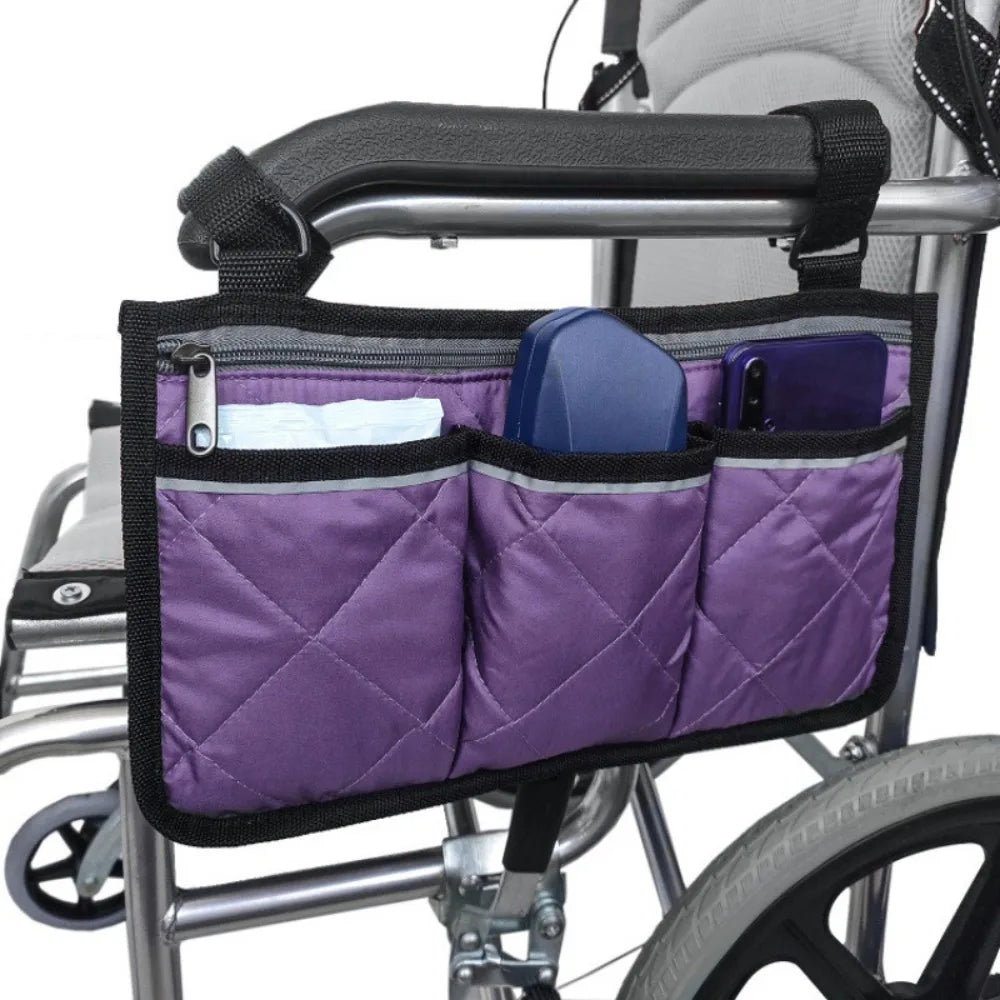 Wheelchair Armrest Hanging Bag – Multi-Pocket Waterproof