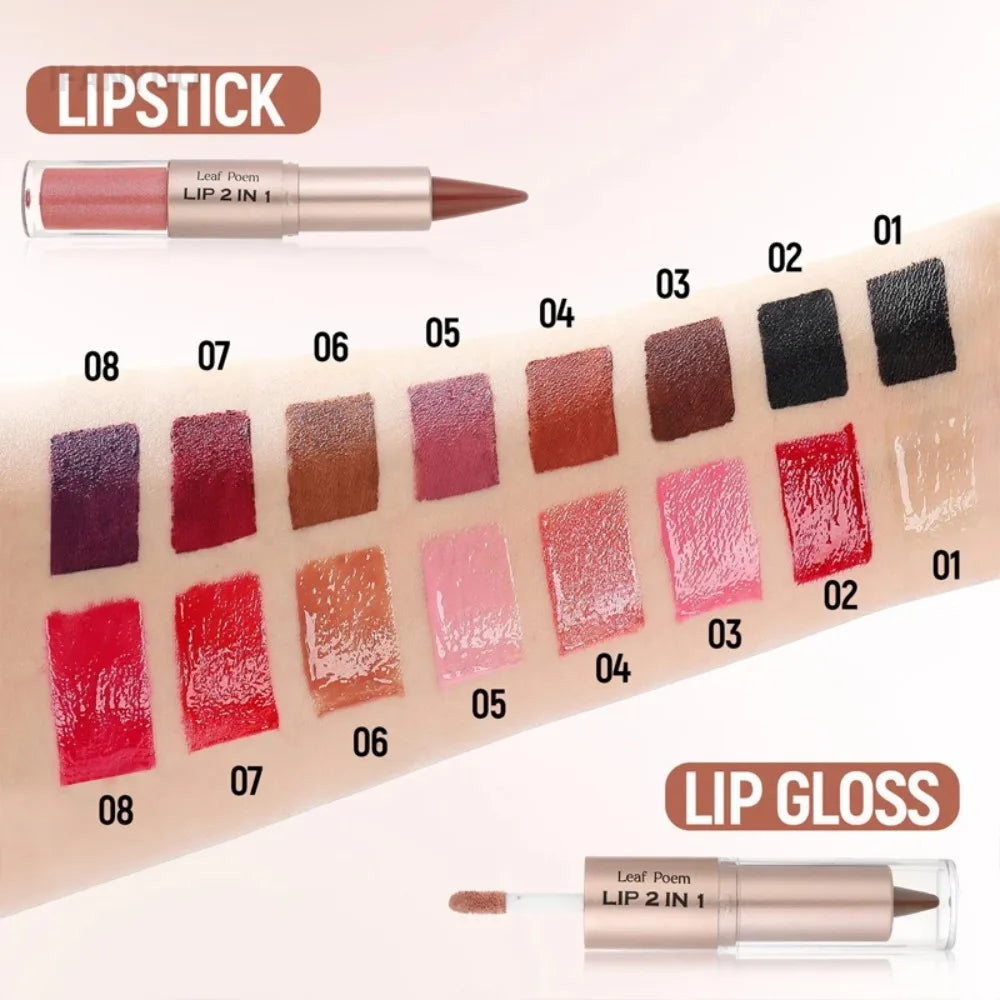 2-in-1 Lip Liner & Crystal Lip Gloss Duo – Matte + Glossy