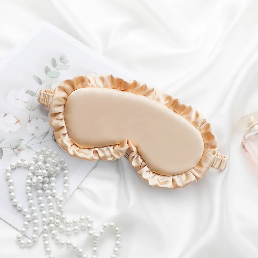 Silk Ruffle Sleep Eye Mask – Soft Breathable Light Blocking