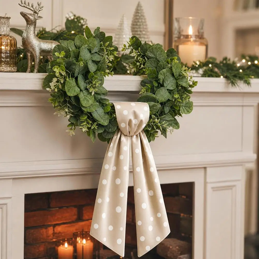 Satin Christmas Wreath Sash | Polka Dot Holiday Ribbon Bow