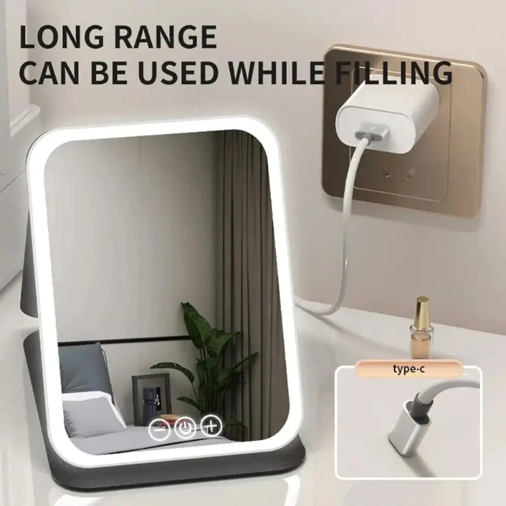 LED Makeup Mirror 3-Color Dimmable Touch | USB Rechargeable