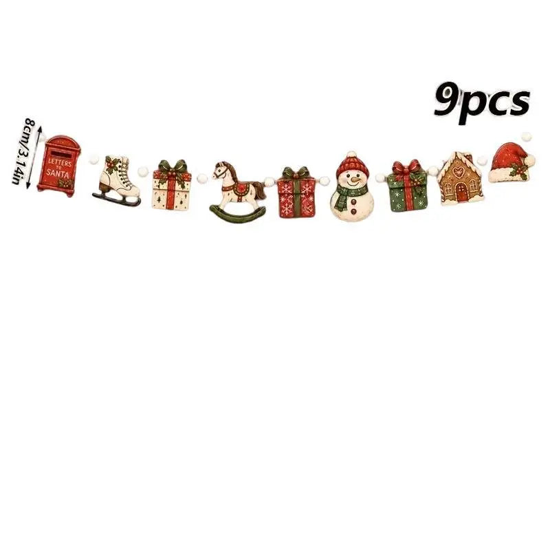 Vintage Halloween Wooden Bead Garland – Pumpkin Ghost Cat Banner