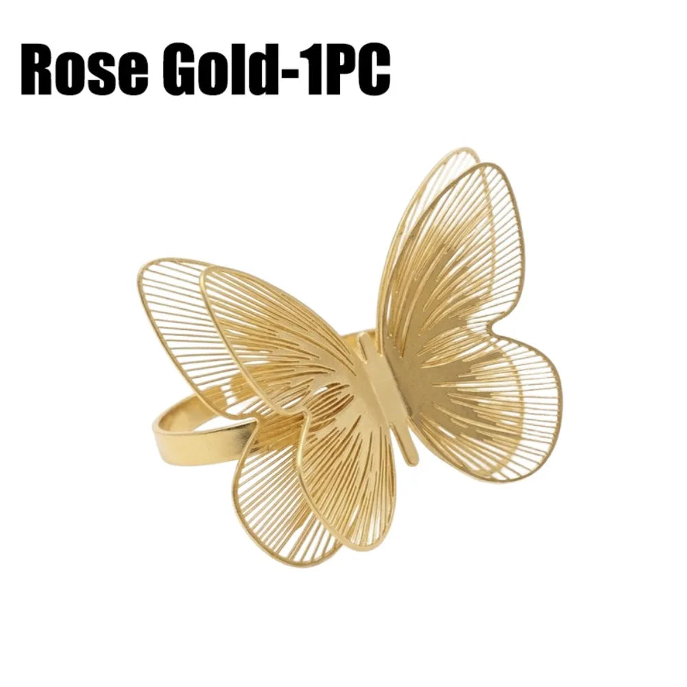 Metal Butterfly Napkin Ring – Hollow Gold & Rose Gold Decor