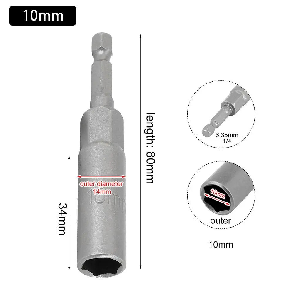 Magnetic Hex Nut Driver Drill Bit Adapter 1/4" – 5.5–19mm