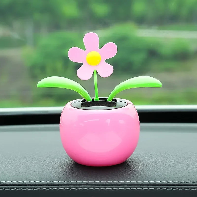 Solar Swinging Sunflower Car Decoration – Cute Bee Dashboard Ornament