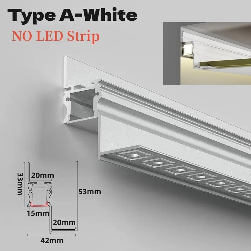 Recessed Corner LED Aluminum Profile Channel 0.5m/1m Ceiling