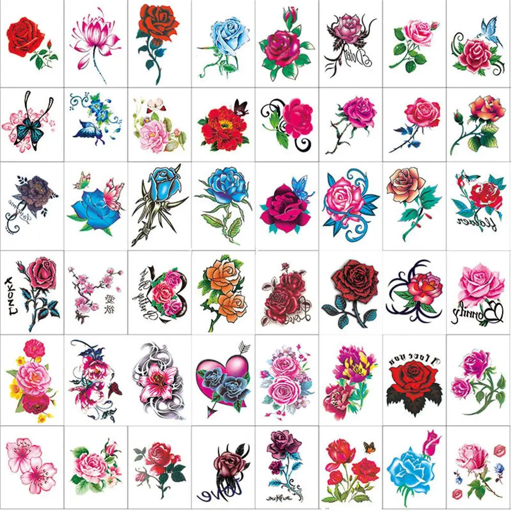Flower & Butterfly Temporary Tattoo Stickers – Waterproof