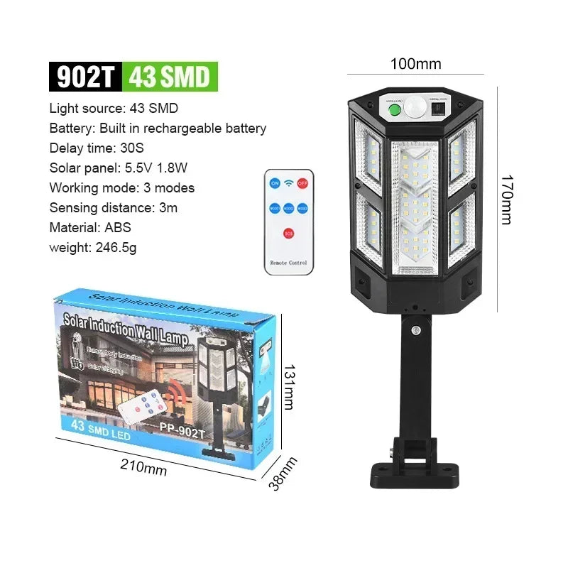 Solar Motion Sensor Wall Light – 108COB LED IP65 Outdoor