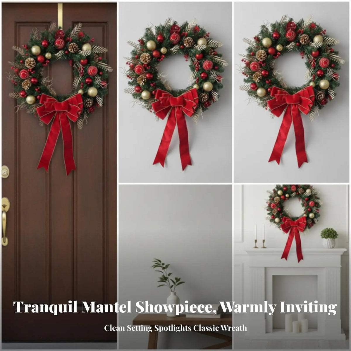 Pre-Decorated Christmas Wreath with Bow | Artificial Foliage