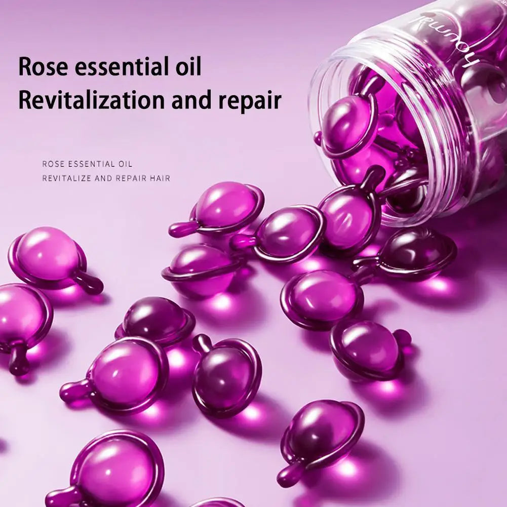 Rose Essence Hair Oil Capsules – Leave-In Anti-Frizz Serum 30pc