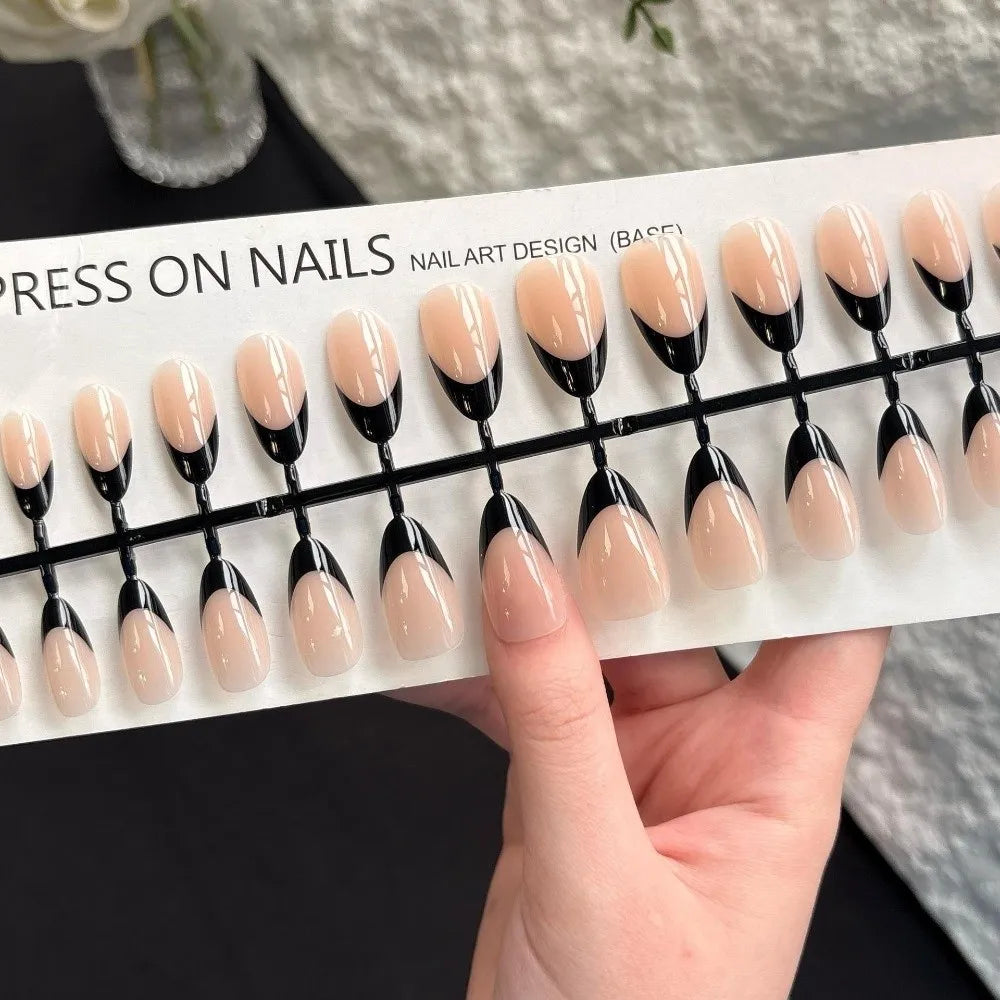 30-Piece Almond Press On Nails – Matte Nude & Glossy Finish